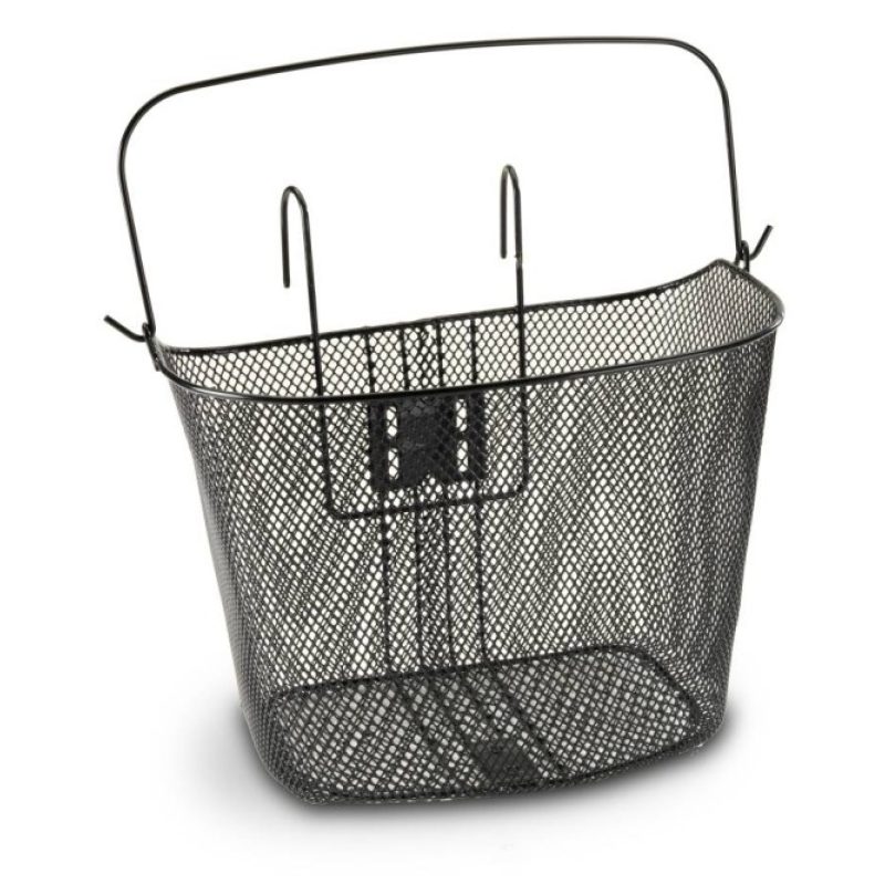 Cestino anteriore con ganci bicicletta cesto bici ferro 26x26x34 cm...