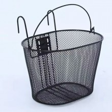 Cestino anteriore con ganci bicicletta cesto bici ferro 26x26x34 cm portatutto