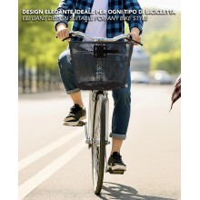Cestino anteriore bicicletta cesto bici ferro 23x26x33 cm portatutto senza ganci