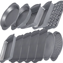 Set 12 teglie da forno acciaio antiaderenti rettangolare tonda muffin pizza kit