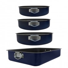 Set 4 teglie da forno alluminio antiaderenti rettangolare tonda lasagnera kit
