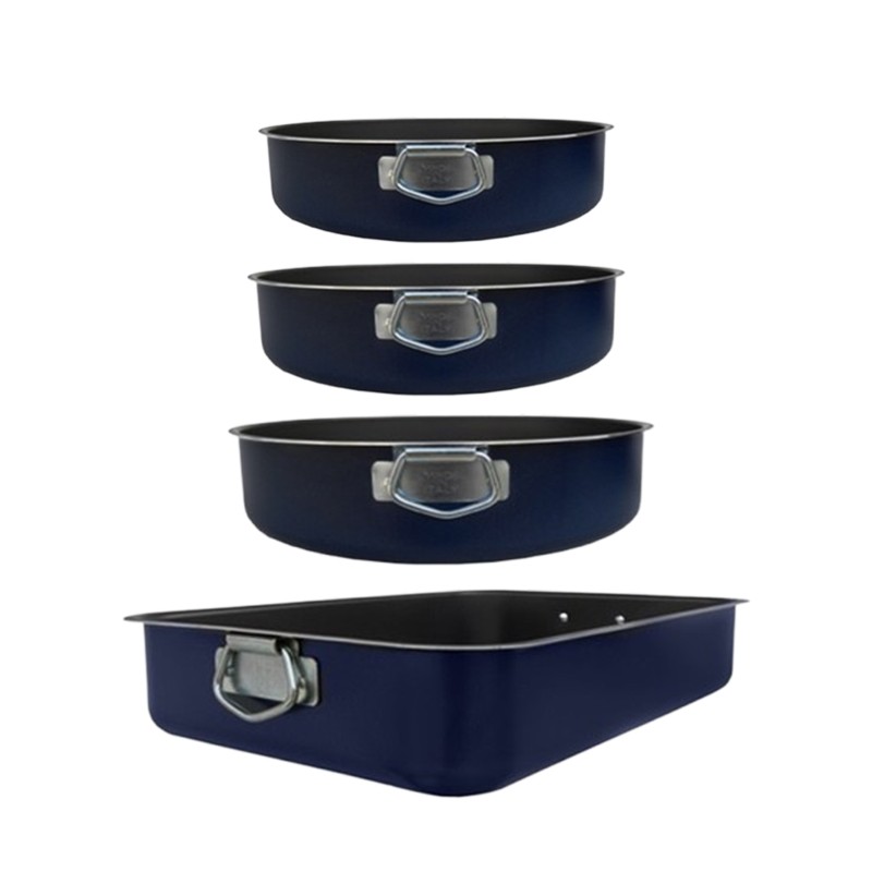 Set 4 teglie da forno alluminio antiaderenti rettangolare tonda lasagnera kit