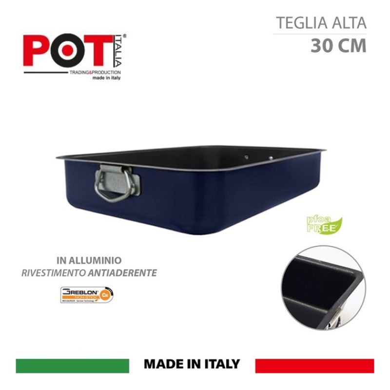 Set 4 teglie da forno alluminio antiaderenti rettangolare tonda las...