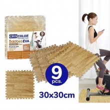 Tappeto Puzzle Eva tappetino componibile 9pz piscina palestra effetto legno parquet