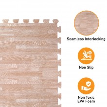 Tappeto Puzzle Eva tappetino componibile 9pz piscina palestra effetto legno parquet