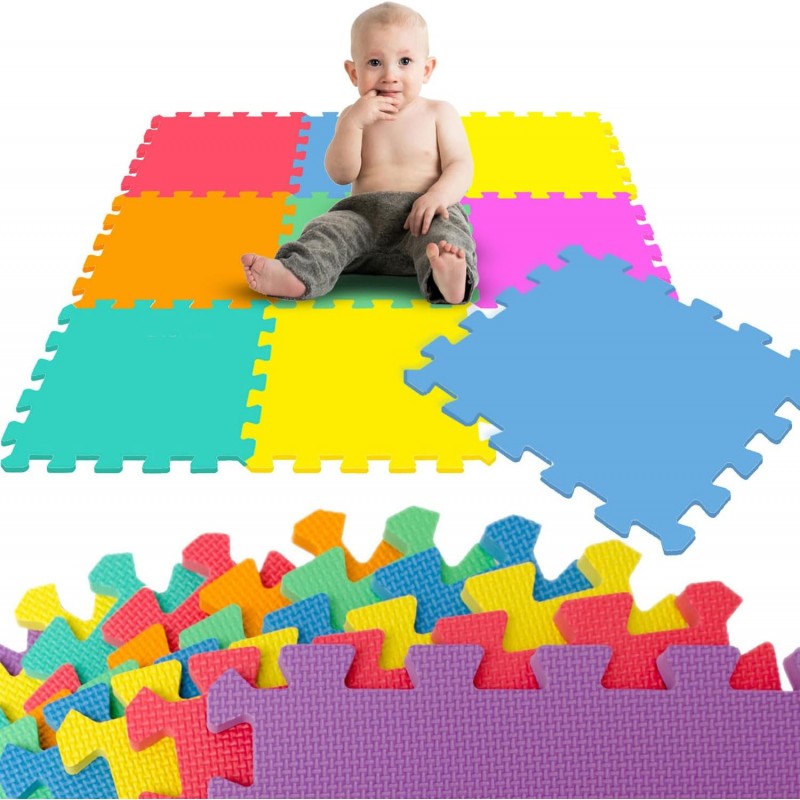 Tappeto Puzzle Eva tappetino componibile gioco piscina palestra 9 pz colorati