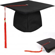 Cappello Tocco Laurea Laureato Laureata con pennacchio rosso nero donna uomo