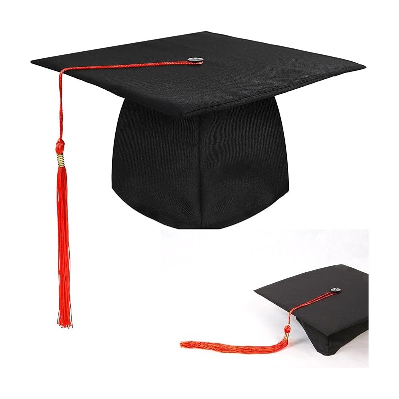 Cappello Tocco Laurea Laureato Laureata con pennacchio rosso nero donna uomo