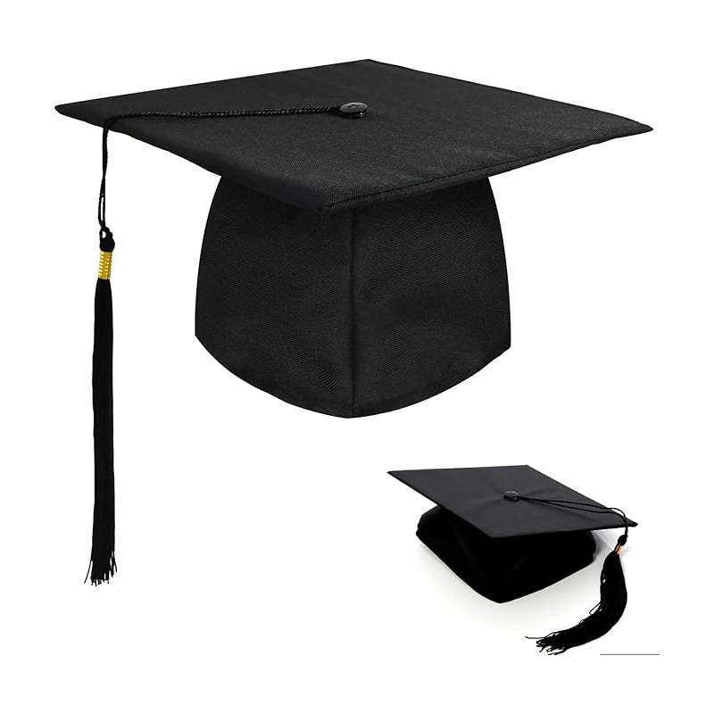 Cappello nero Tocco Laurea Laureato Laureata con pennacchio rosso donna uomo