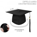 Cappello nero Tocco Laurea Laureato Laureata con pennacchio rosso donna uomo