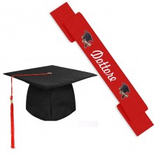 Cappello e fascia rossa Laurea Tocco Laureato dottore dottoressa donna uomo 