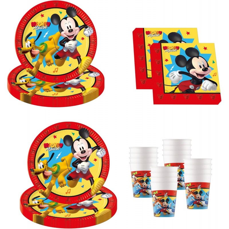 Kit addobbi festa compleanno Topolino Mickey Jump 16 Persone piatti bicchieri 