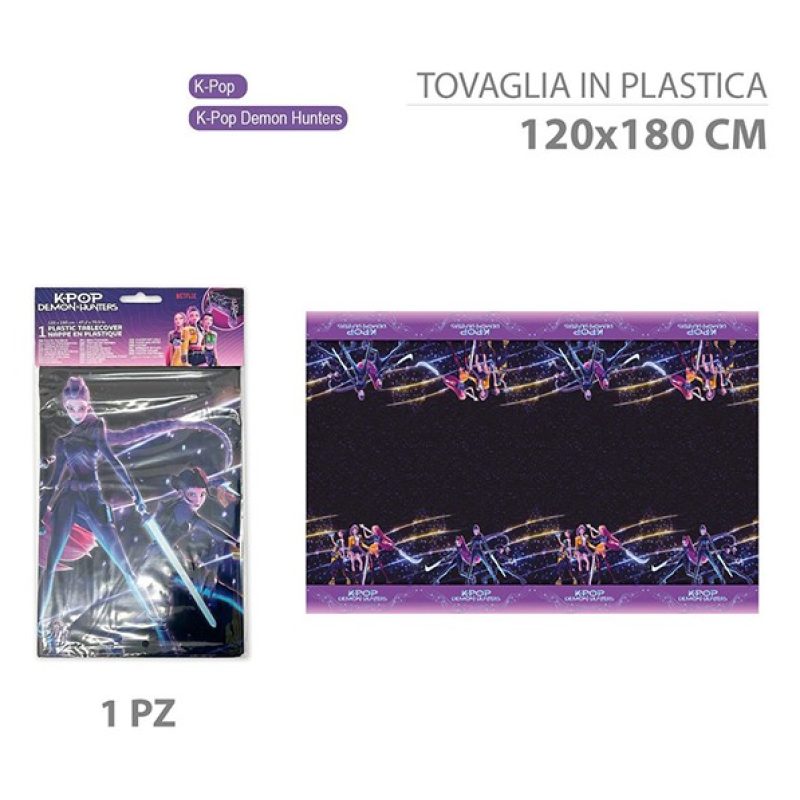 Tovaglia K-pop demon hunters 120x180 cm addobbi compleanno festa ki...