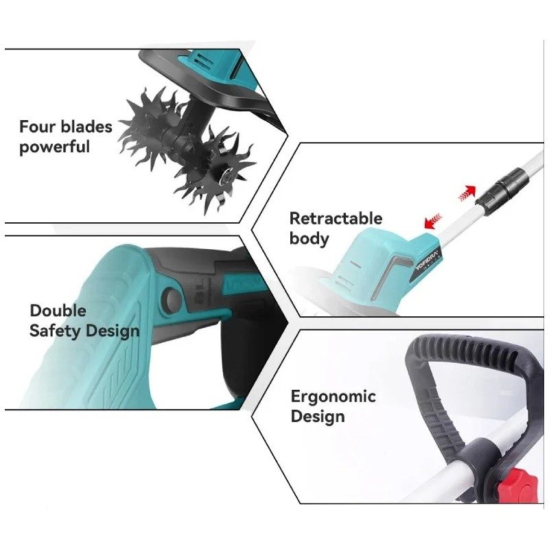 Motozappa a Batteria Elettrozappa Zappatrice Motocoltivatore for ca...