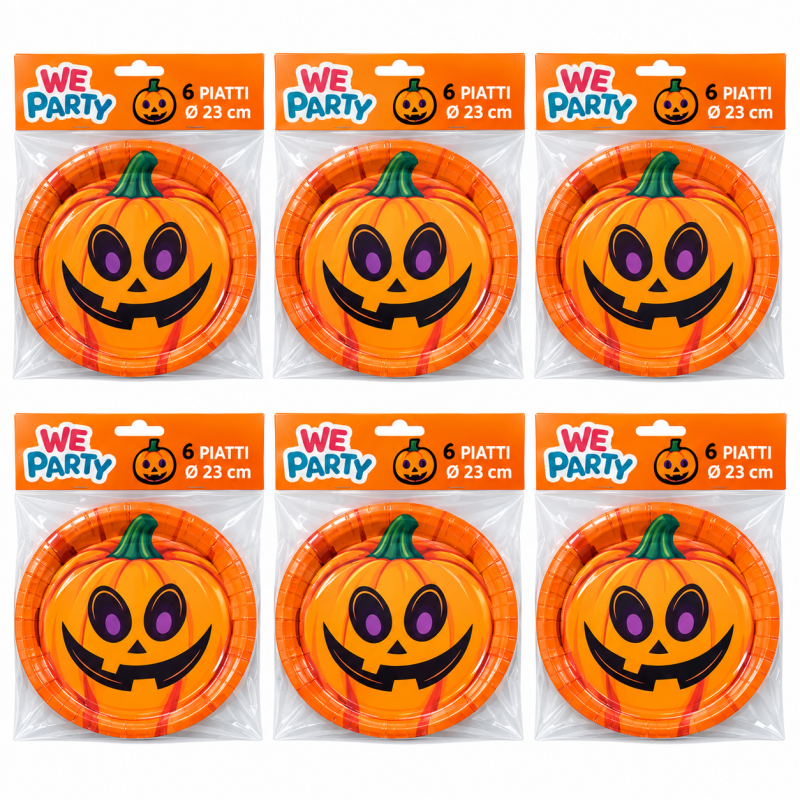 WE PARTY 36 Piatti per festa Halloween Zucca 23 cm 6 Confezioni da ...