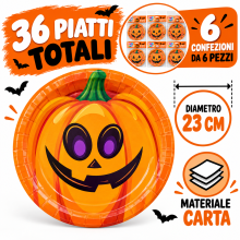 WE PARTY 36 Piatti per festa Halloween Zucca 23 cm 6 Confezioni da ...