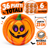 WE PARTY 36 Piatti per festa Halloween Zucca 23 cm 6 Confezioni da ...