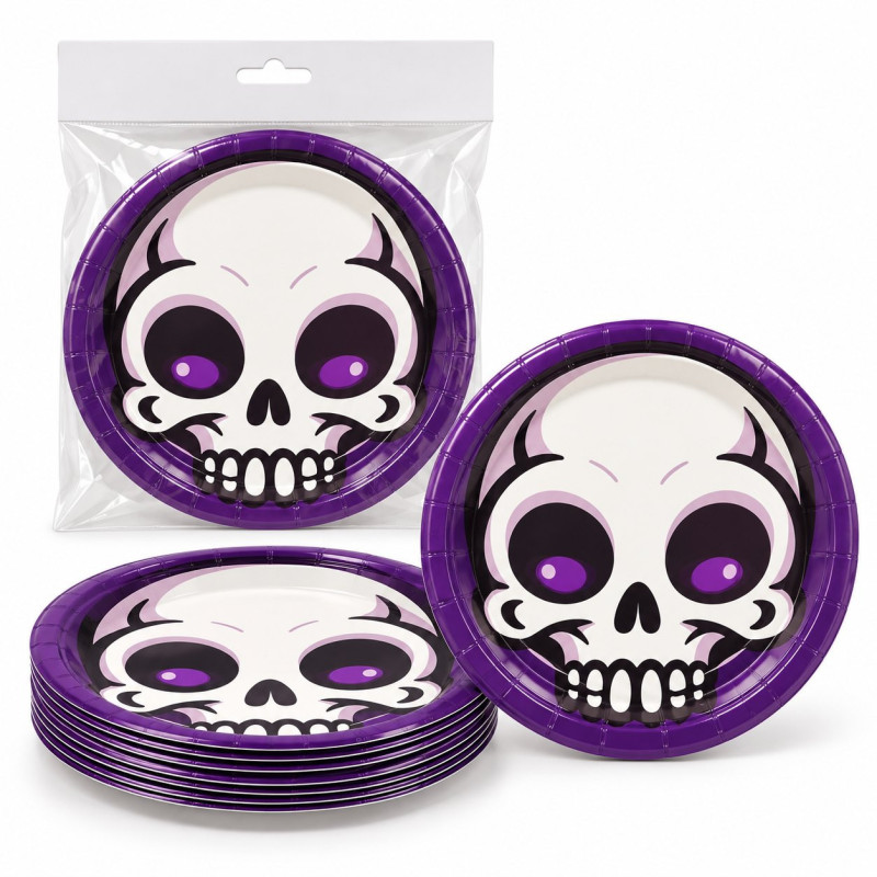 WE PARTY 36 Piatti Halloween Teschio 18 cm in Carta per Festa Party...