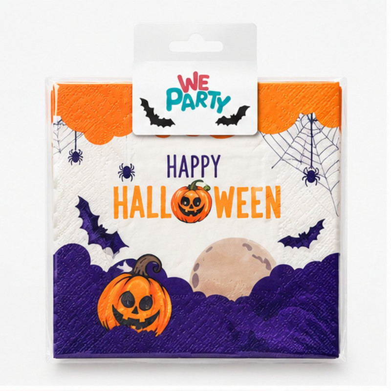 WE PARTY 96 Tovaglioli Halloween 33x33 cm in Carta con Zucca e Pipi...
