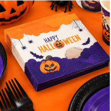 WE PARTY 96 Tovaglioli Halloween 33x33 cm in Carta con Zucca e Pipi...
