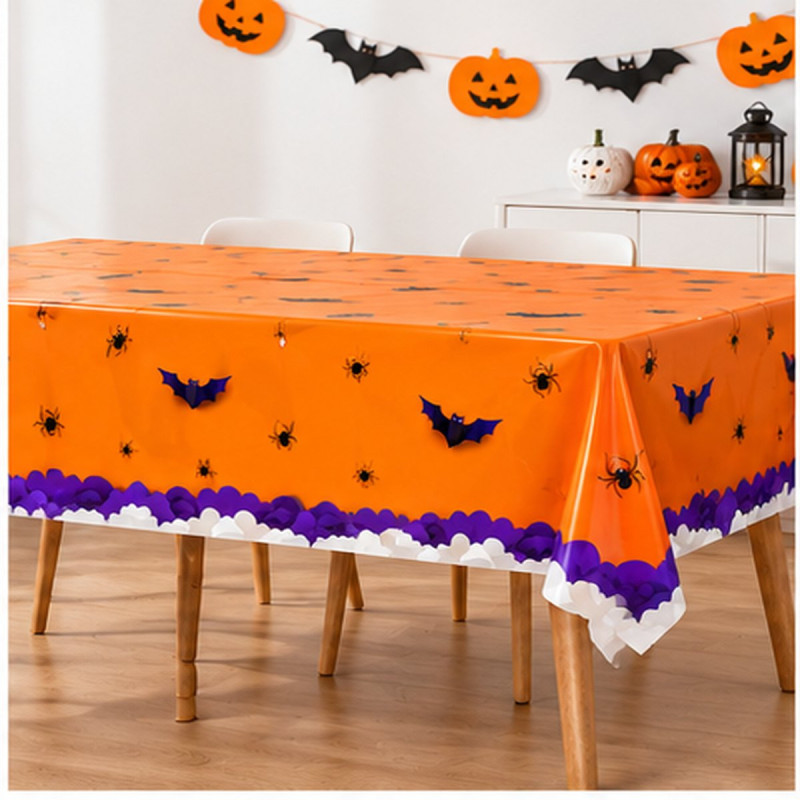 WE PARTY 6 Tovaglie Halloween 137x220 cm in Plastica Arancioni e Vi...