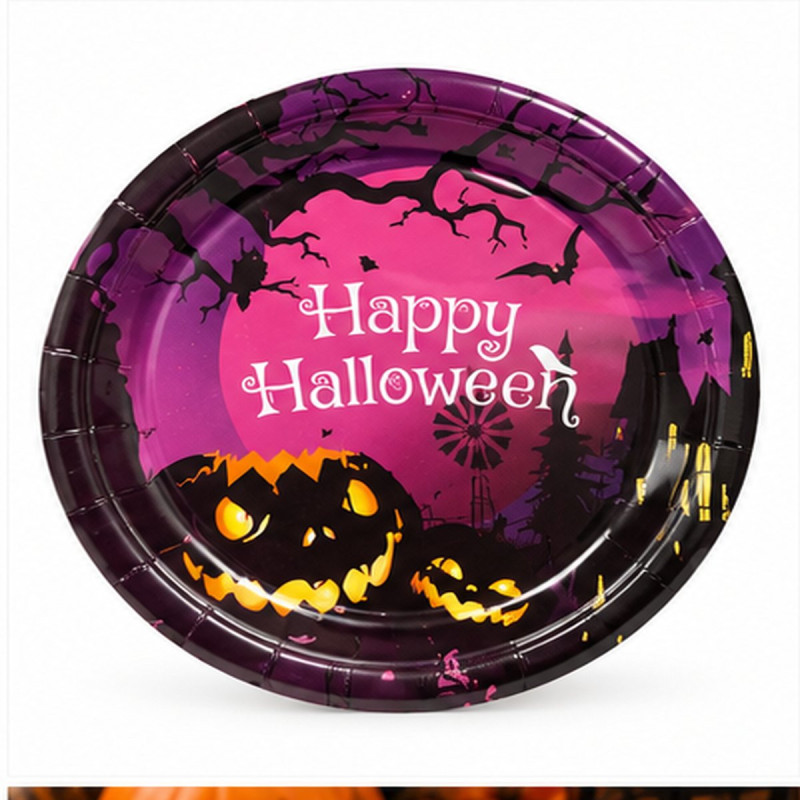 WE PARTY 36 Piatti Halloween Happy Halloween 23 cm in Carta Viola –...