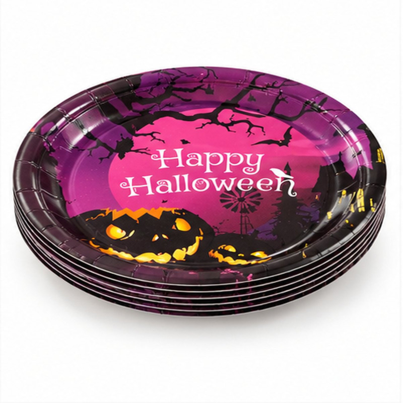 WE PARTY 36 Piatti Halloween Happy Halloween 23 cm in Carta Viola –...
