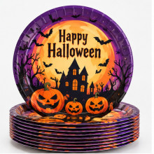 WE PARTY 36 Piatti Halloween Happy Halloween 18 cm Arancioni con Ca...