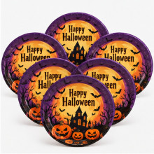 WE PARTY 36 Piatti Halloween Happy Halloween 18 cm Arancioni con Ca...