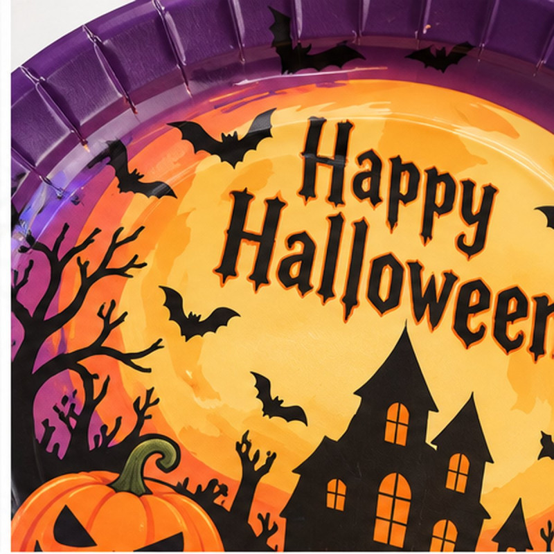 WE PARTY 36 Piatti Halloween Happy Halloween 18 cm Arancioni con Ca...