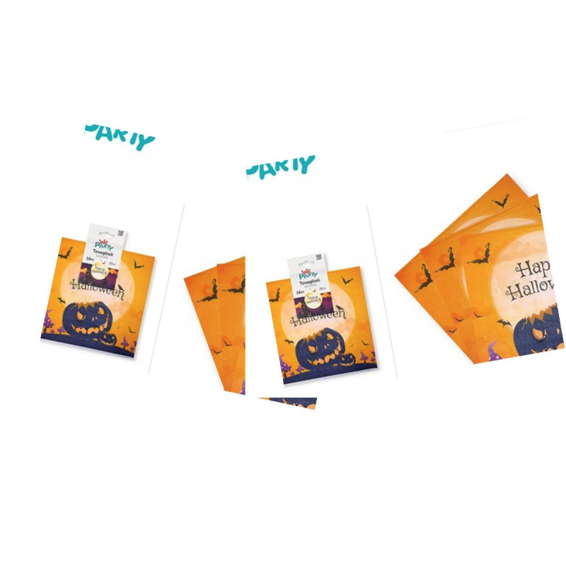 WE PARTY 96 Tovaglioli Halloween Happy Halloween 33x33 cm Arancioni...