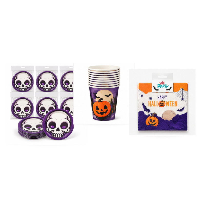 WE PARTY Kit Halloween Teschio per 36 Coperti con 36 Piatti 18 cm, ...