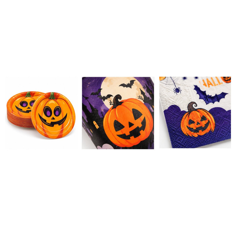 WE PARTY Kit Halloween Teschio per 36 Coperti con 36 Piatti 18 cm, ...