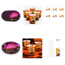 WE PARTY Kit Halloween Happy Halloween Viola per 36 Coperti con Pia...