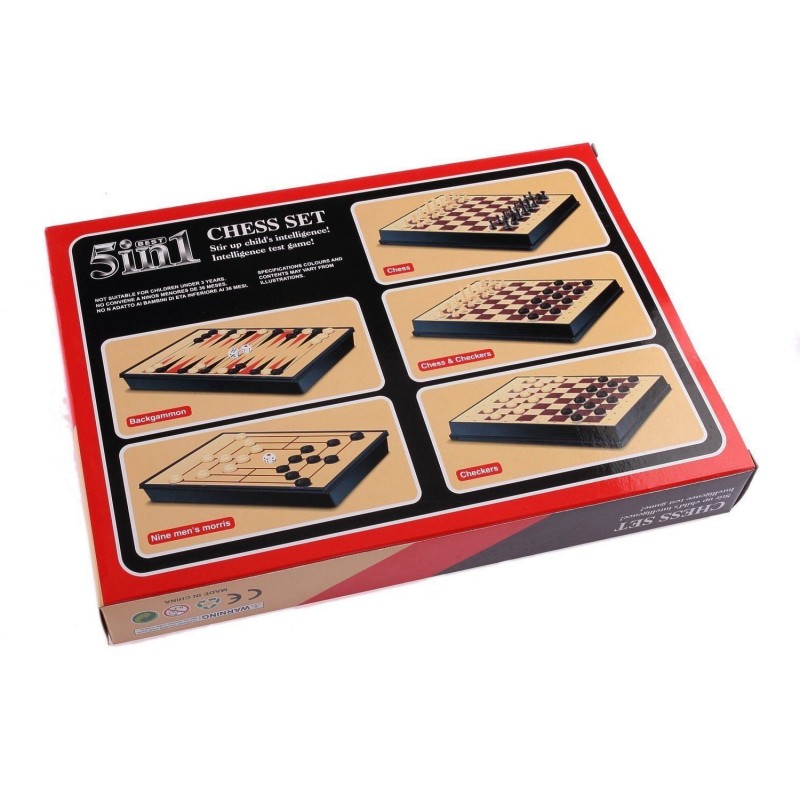 Mini Scacchiera scacchi chess set dama gioco 5 in 1 pieghevole backgammon