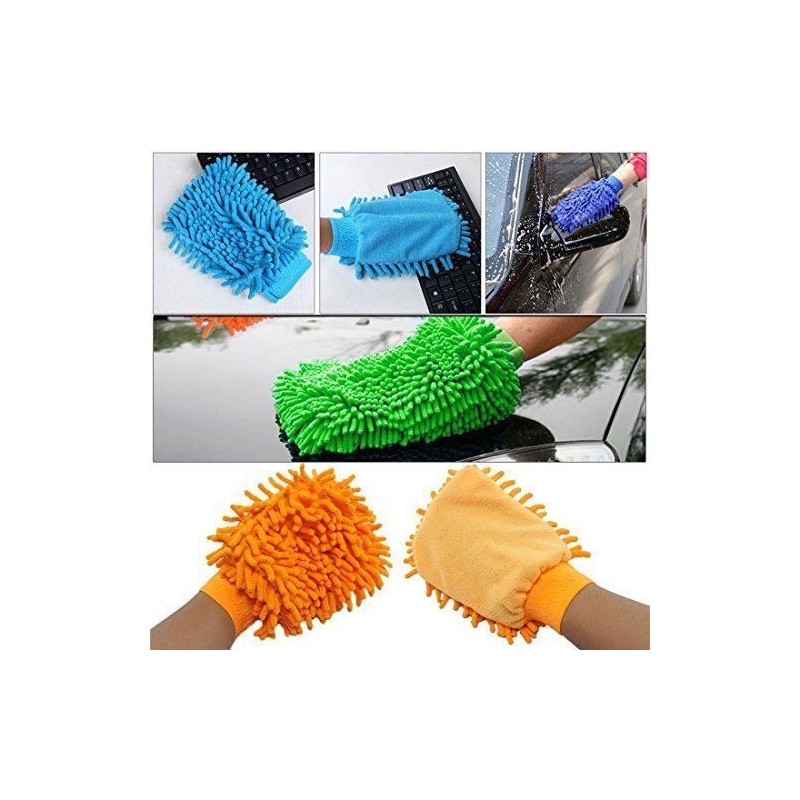 2x Guanti lavaggio auto carrozzeria microfibra frange panno macchina moto