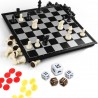 Scacchiera pieghevole magnetica dama backgammon scacchi viaggio vacanza 3 in 1
