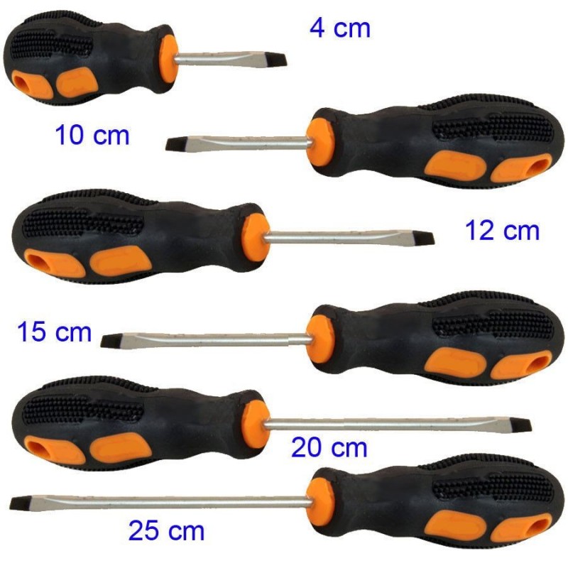 Set 6 cacciaviti spacco piatti testa piatta fai da te impugnatura ergonomica
