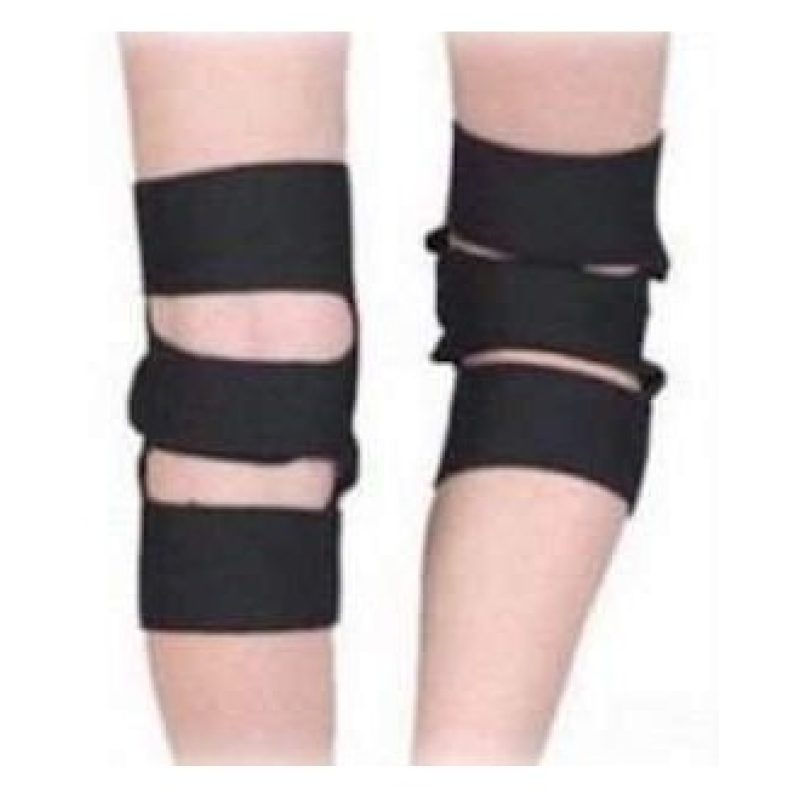 Fascia elastica tutore di protezione per ginocchio anallergica con chiusure a velcro - Ginocchiera per sport nera