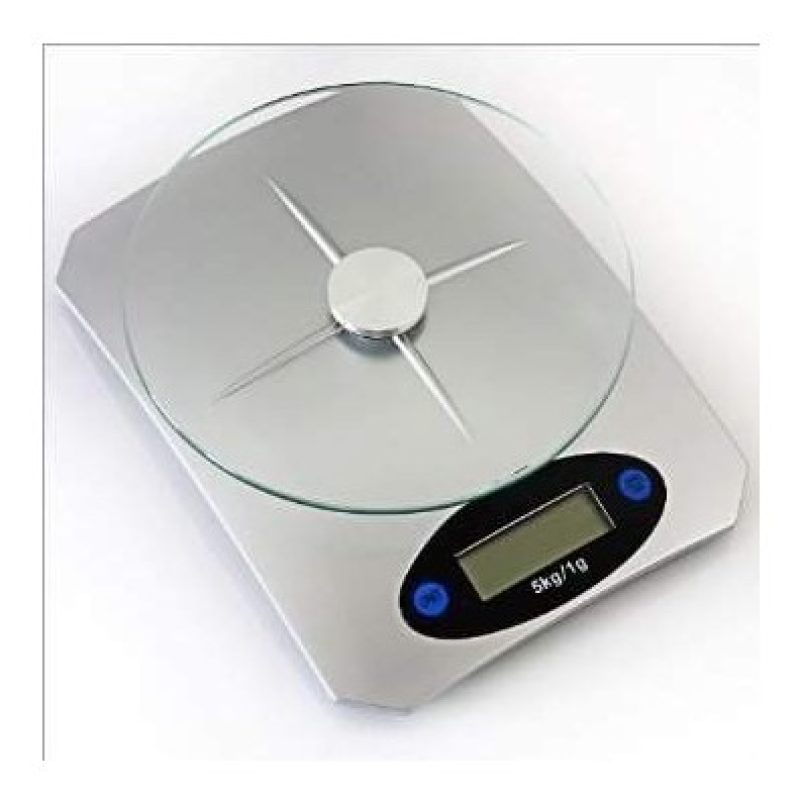 Bilancia di precisione da cucina con ripiano in vetro design moderno dotata di spegnimento automatico e tara regolabile