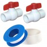 2x Rubinetto F F plastica farfalla impanatura femmina rotolo teflon guarnizione