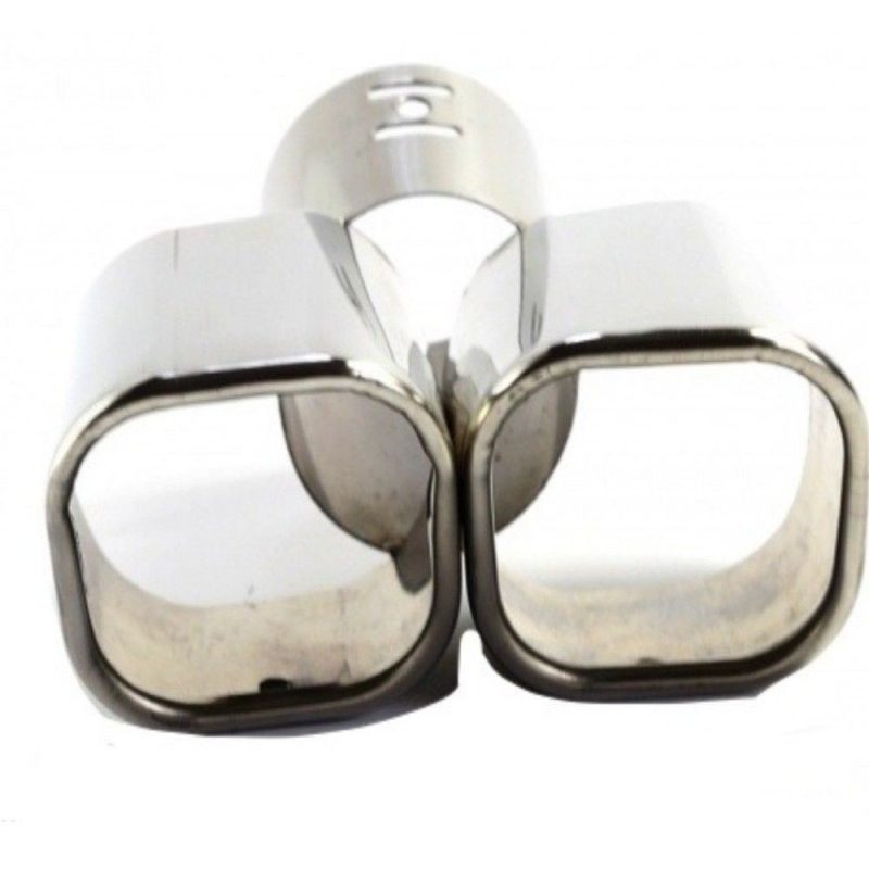 Scarico doppio terminale Codino Inox cromato sportivo tuning marmitta OVALE