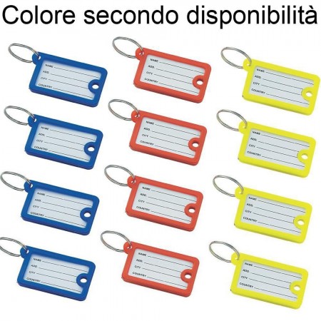12 Portachiavi etichetta identificativa plastica colorati anelli nome chiavi