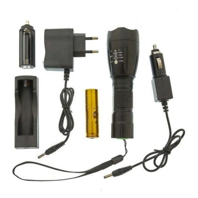 Torcia tattica 80000W militare luce alluminio LED polizia nera batteria