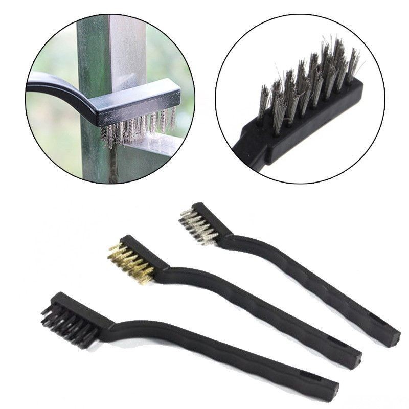 Kit 3 spazzole grandi ferro spazzolini metallo ferro ottone rimozione ruggine