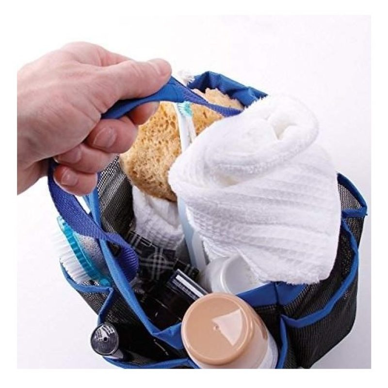 Borsa organizer da bagno 8 tasche da viaggio multitasche shower caddy con rete traspirante.