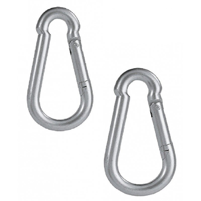 2x Moschettone gancio molla 8 cm acciaio sollevamento arrampicata carpenteria 2x Moschettone gancio molla 8 cm acciaio sollevamento arrampicata carpenteria