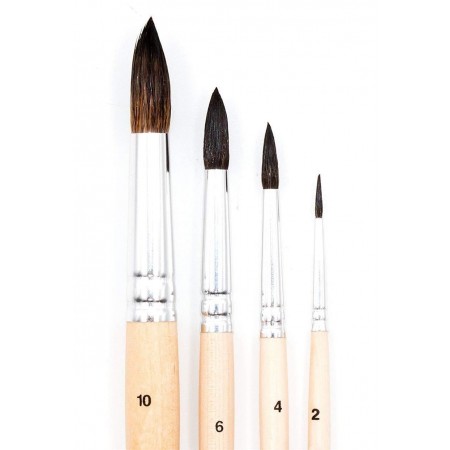 2 kit 4 pennelli pittura punta fina manico in legno artisti acquerelli pennello