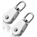 2x Mini pulegge carrucole 20mm girevoli acciaio carrucola tendine lucidi ganci