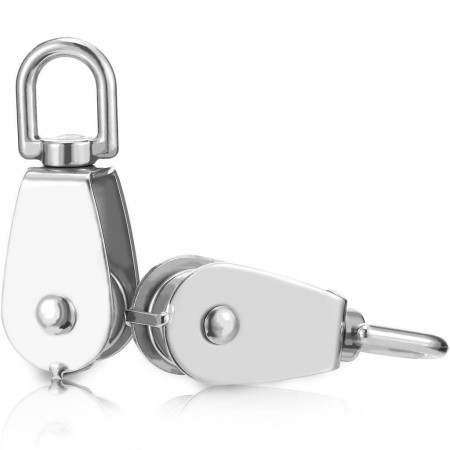 2x Mini pulegge carrucole 20mm girevoli acciaio carrucola tendine lucidi ganci